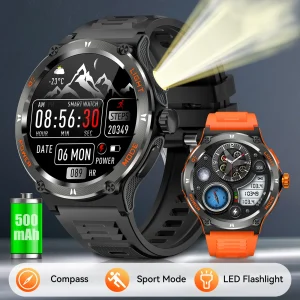 Smart Watch Waterproof For Men With Compass LED Flashlight